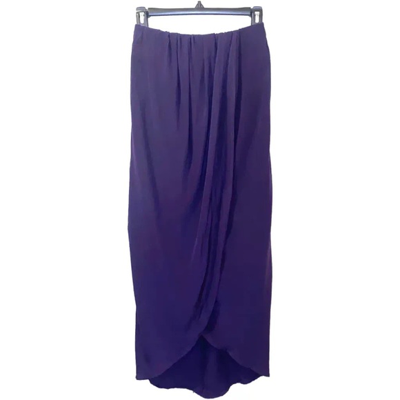 Olivaceous 100% silk layered plum maxi skirt - Picture 15 of 16